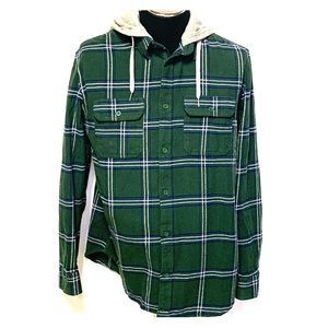 DC Skate Runnel Flannel Hooded Button Down NWT